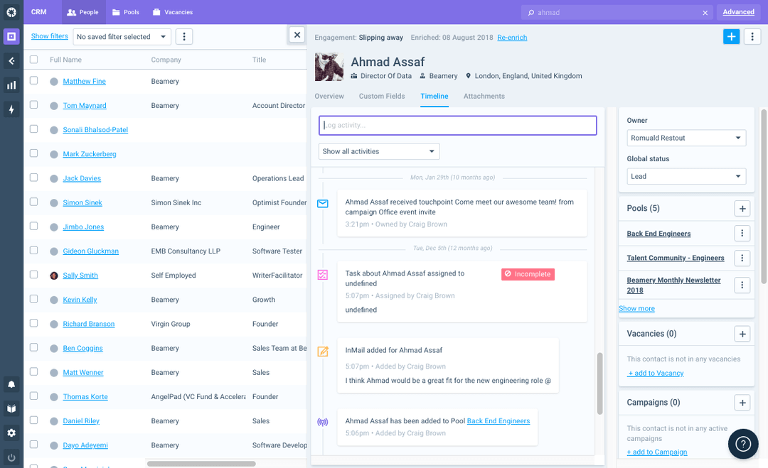 Beamery Recruitment CRM